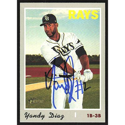 2019 Topps Heritage #636 Yandy Diaz Autographed