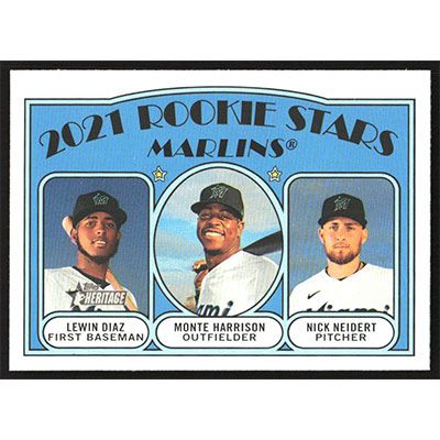 2021 Topps Heritage #209 L. Diaz/M. Harrison/N. Neidert Rookie Stars