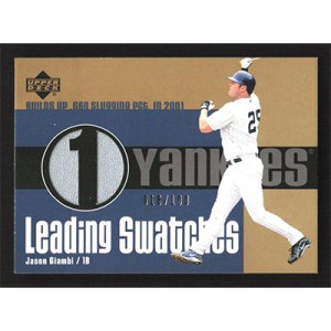 2003 Upper Deck Leading Swatches Gold #LS-JG1 Jason Giambi Jersey