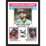 2025 Topps Heritage #198 J. Caballero/J. Ramirez/J. Chisholm Jr. League Leaders