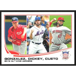 2013 Topps #287 G. Gonzalez/R.A. Dickey/J. Cueto League Leaders