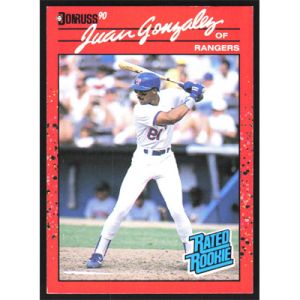 1990 Donruss #33 Juan Gonzalez Rated Rookie Error - Reverse Negative