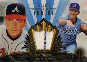 2014 Topps Tribute Tribute to the Throne Relics Blue #THRONE-PN Phil Niekro Jersey 