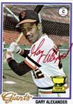 Gary Alexander Baseball Cards